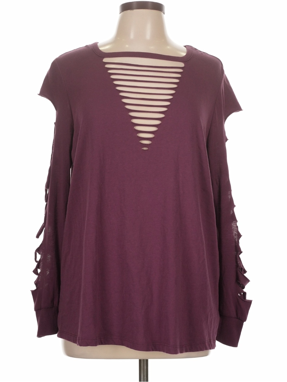 Torrid Plum Ladder Cutout Long Sleeve Knit Top Size 3 Classic Fit